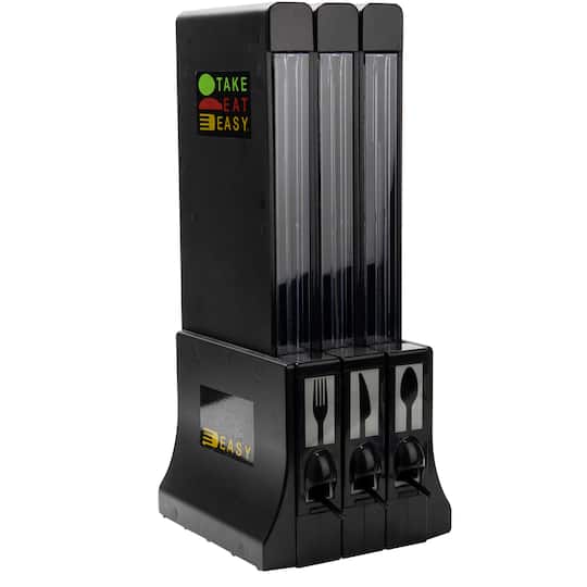 Mind Reader Products EMSCUTDISPBK 3-Compartment Utensil Dispenser Organizer, Black
